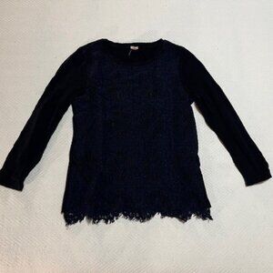 Navy J. Crew Lace Front T-Shirt - Sz M